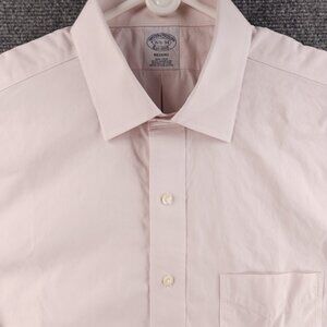 Brooks Brothers Regent Non-Iron 16.5 34 Cotton Pink Button Up Shirt Long Sleeve